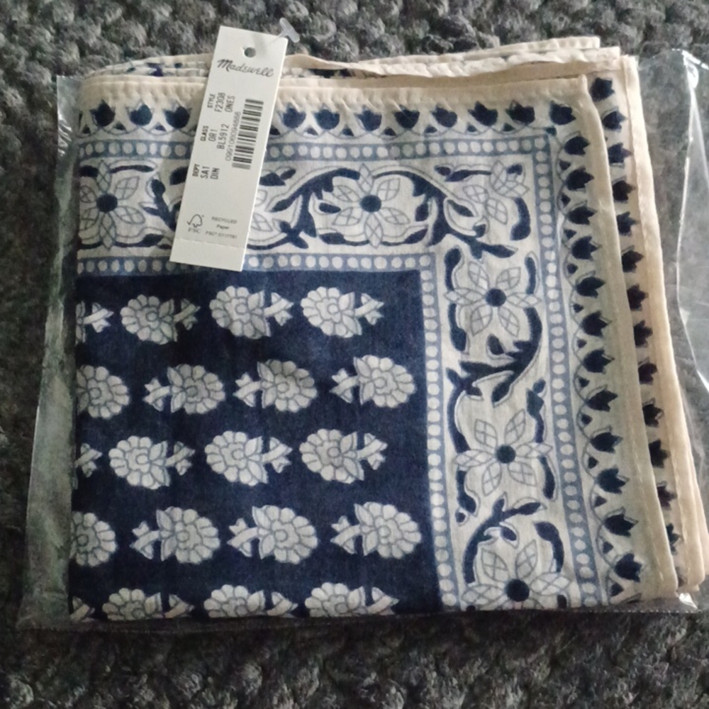 New Madewell Organic Cotton Deep Indigo Bandana